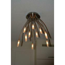 Design plafondlamp met 10 lampjes afstelbaar RVS / glas