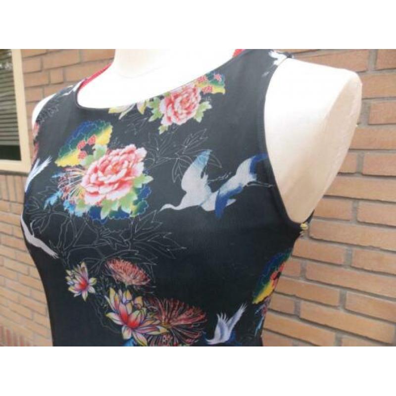 Anna Field jurk blauw met vogels en bloemen mt 38