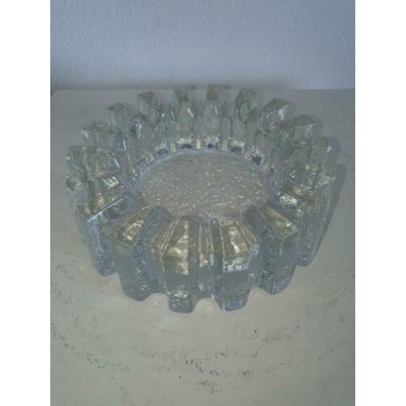 Mid century modern vintage design kristallen brutalist asbak