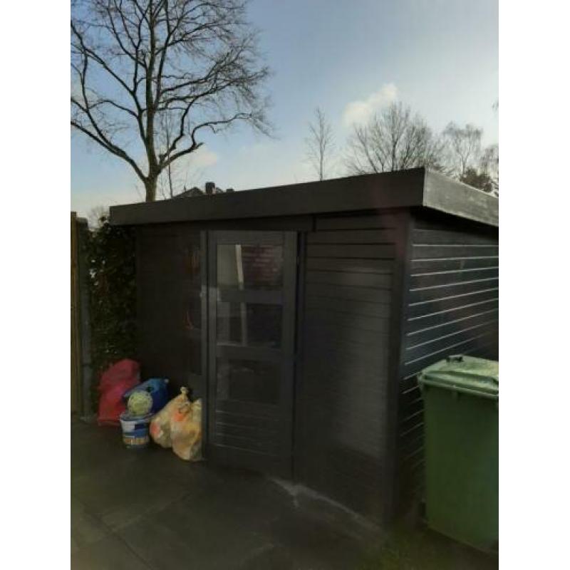 Tuinhuis - blokhut 3x3 antraciet platdak