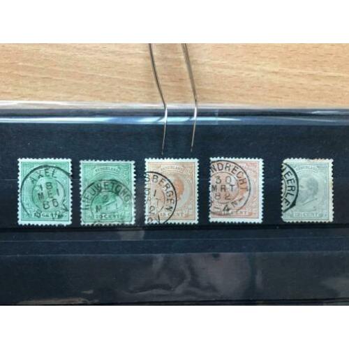 NVPH 21 - 22 - 23 Kleinrond stempel s - Axel - Heerle - >>>