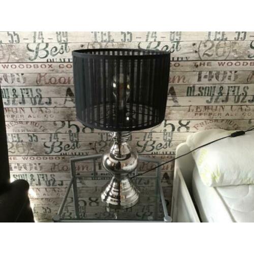 Schemerlamp chrome met zwarte kap