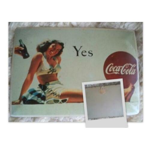 COCA COLA reclamebordje metaal 20.5x 14.5cm
