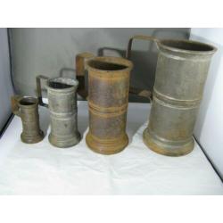 4 Antieke Metalen MAATBEKERS