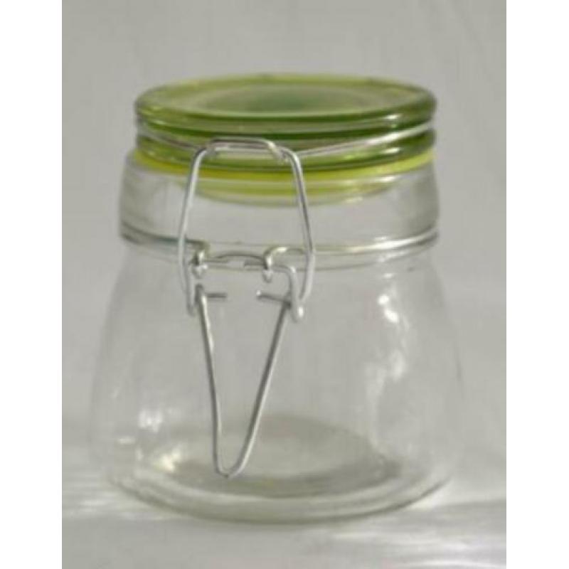 Voorraadpotje glas blauw, groen of roze p/st.