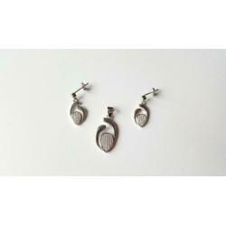 Zilveren set, hanger en oorbellen - 925 zilver
