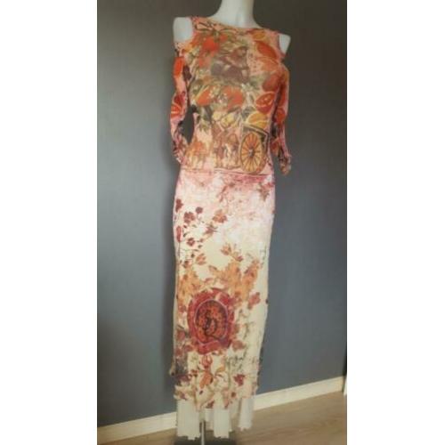 lange jurk Save the Queen - roze - asymmetrische rug - S/M/L