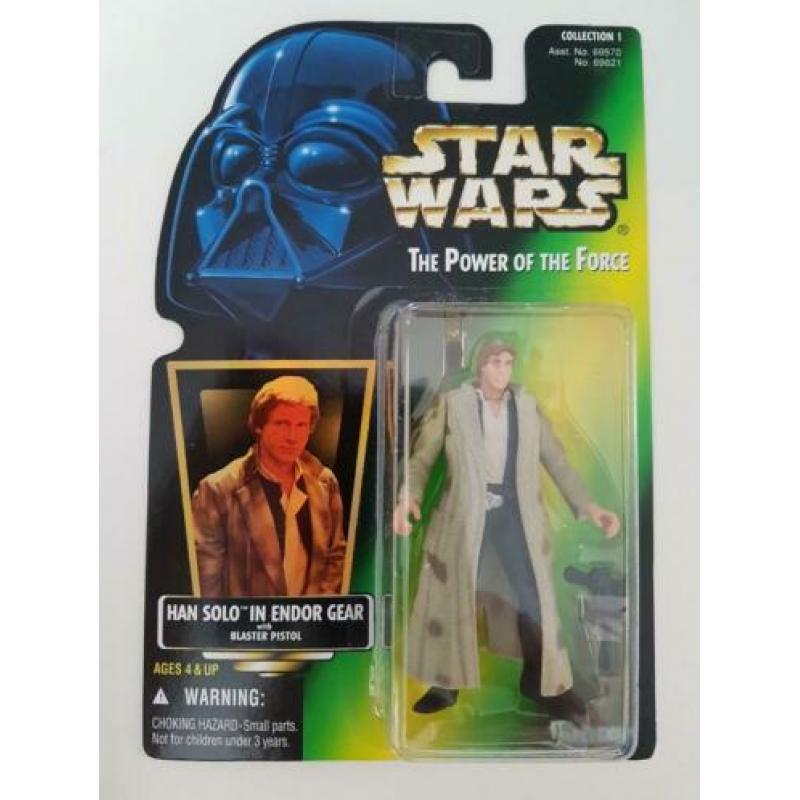 Star Wars POTF Green Holo Han Solo in Endor Gear with Pistol