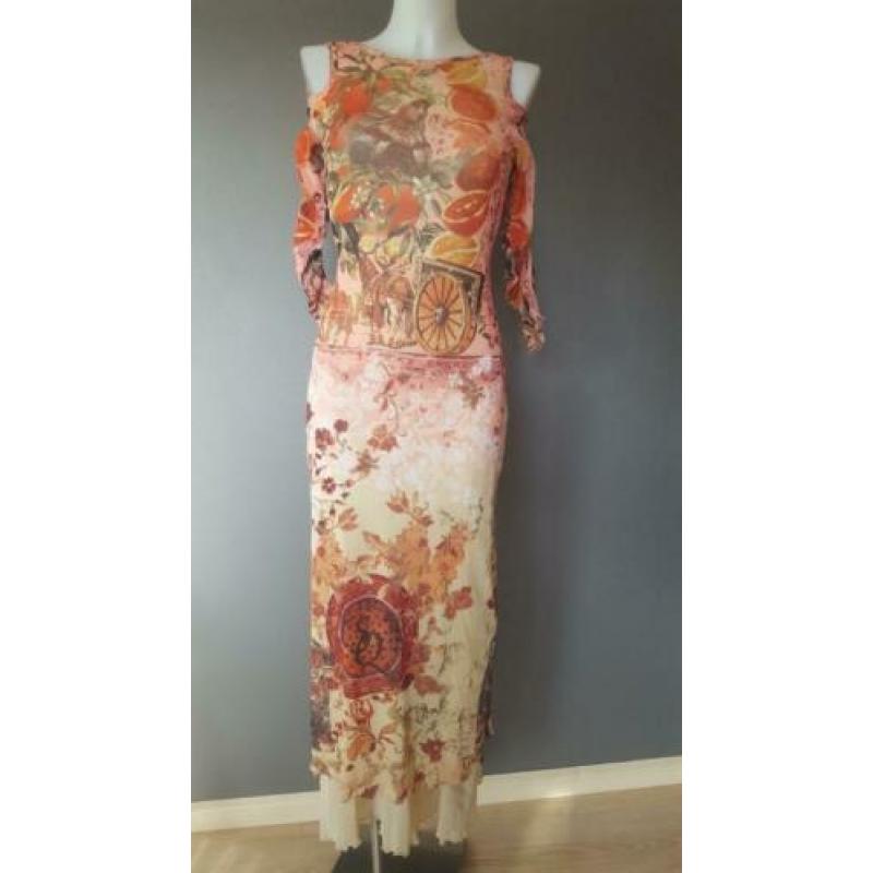 lange jurk Save the Queen - roze - asymmetrische rug - S/M/L