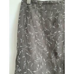 Stefanel rok bloemenprint 90’s taupe grijs bruin 38 midi