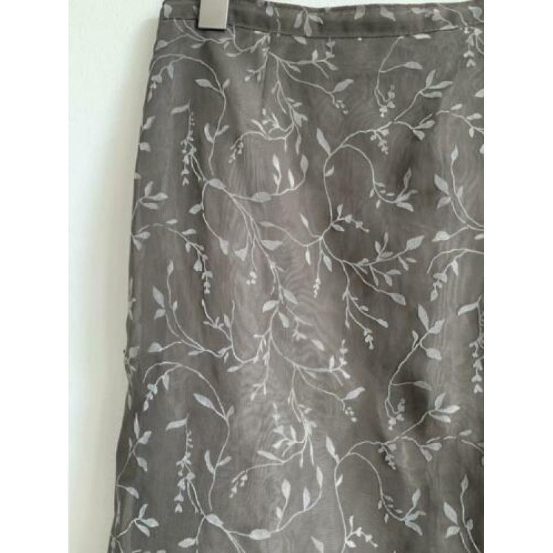 Stefanel rok bloemenprint 90’s taupe grijs bruin 38 midi