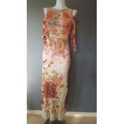 lange jurk Save the Queen - roze - asymmetrische rug - S/M/L