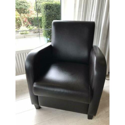 Fauteuil leer, donkerbruin (2 stuks)
