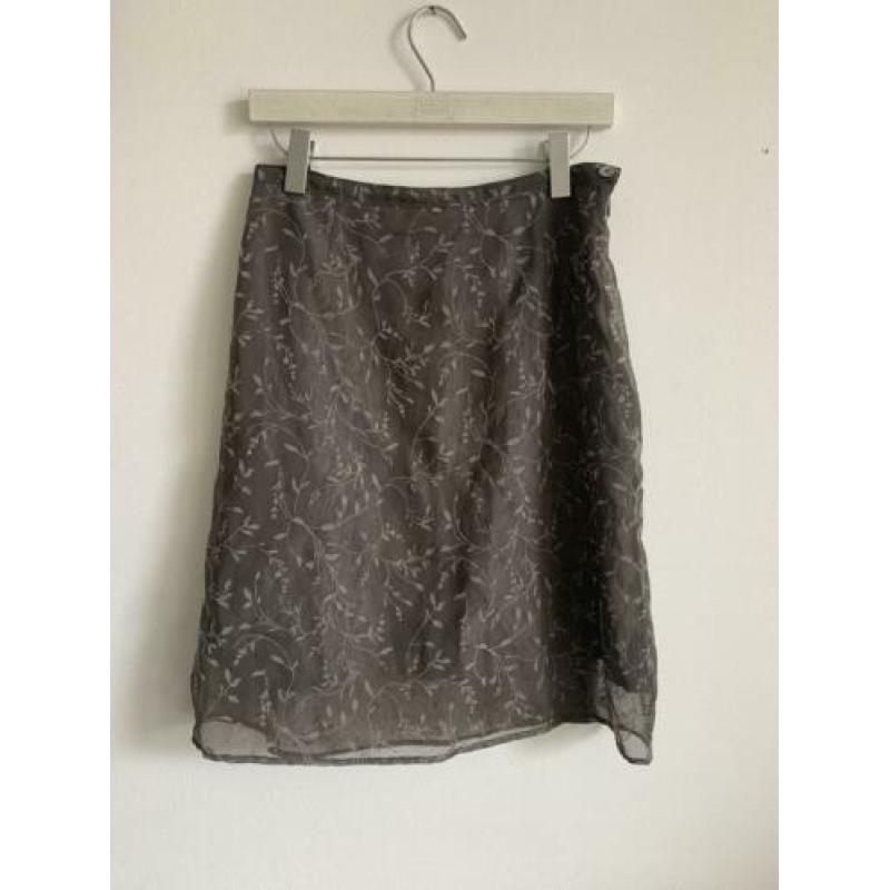 Stefanel rok bloemenprint 90’s taupe grijs bruin 38 midi