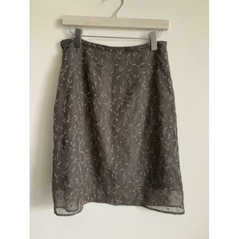 Stefanel rok bloemenprint 90’s taupe grijs bruin 38 midi