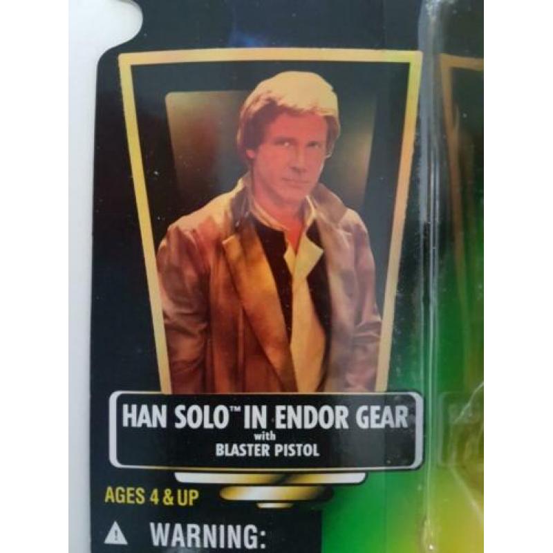 Star Wars POTF Green Holo Han Solo in Endor Gear with Pistol