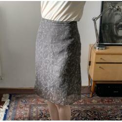 Stefanel rok bloemenprint 90’s taupe grijs bruin 38 midi