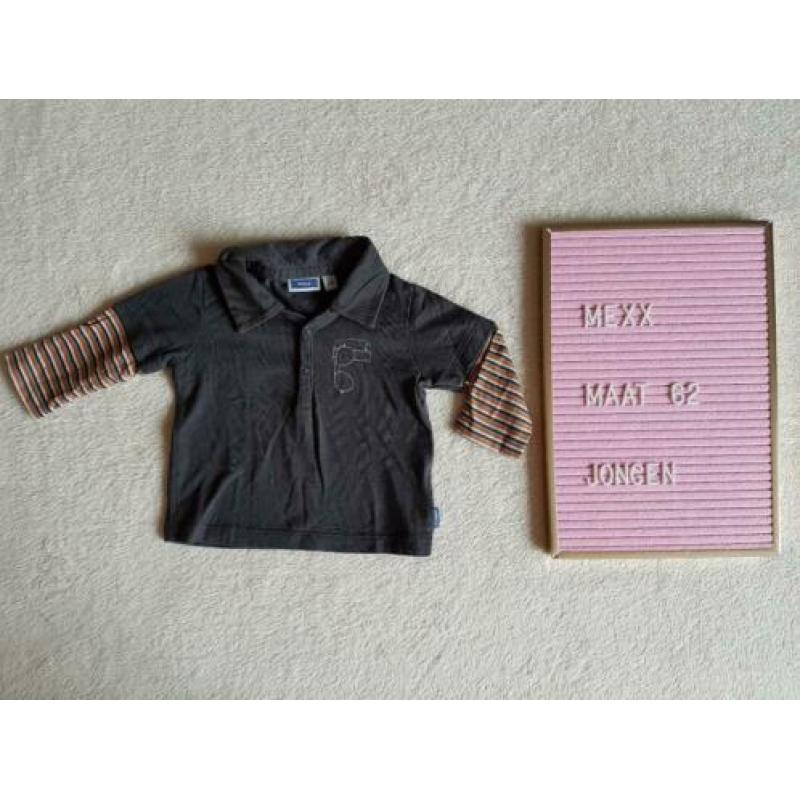 Antraciet longsleeve met oranje mouwen maat 62 Mexx