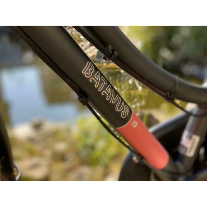 Meisjes fiets, Batavus CNCTD. Mat-zwart met roze.