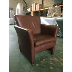 fauteuil echt leer bruin cognac strak model ALS NIEUW