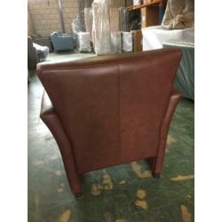 fauteuil echt leer bruin cognac strak model ALS NIEUW