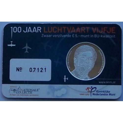 Brilliant Uncirculated Coincard 100 jaar luchtvaart Vijfje