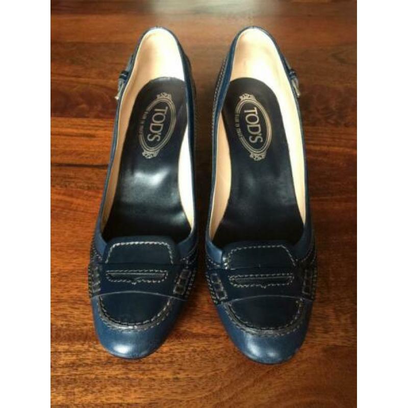 Tod’s donkerblauwe leren pumps maat 38,5