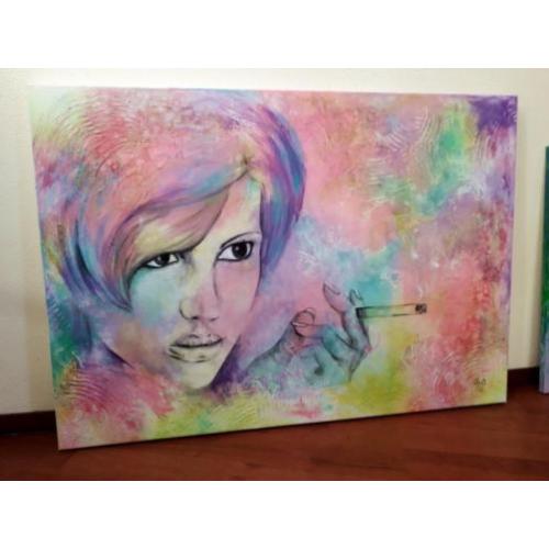 Modern schilderij licht erotisch vrouw naakt 70x50cm