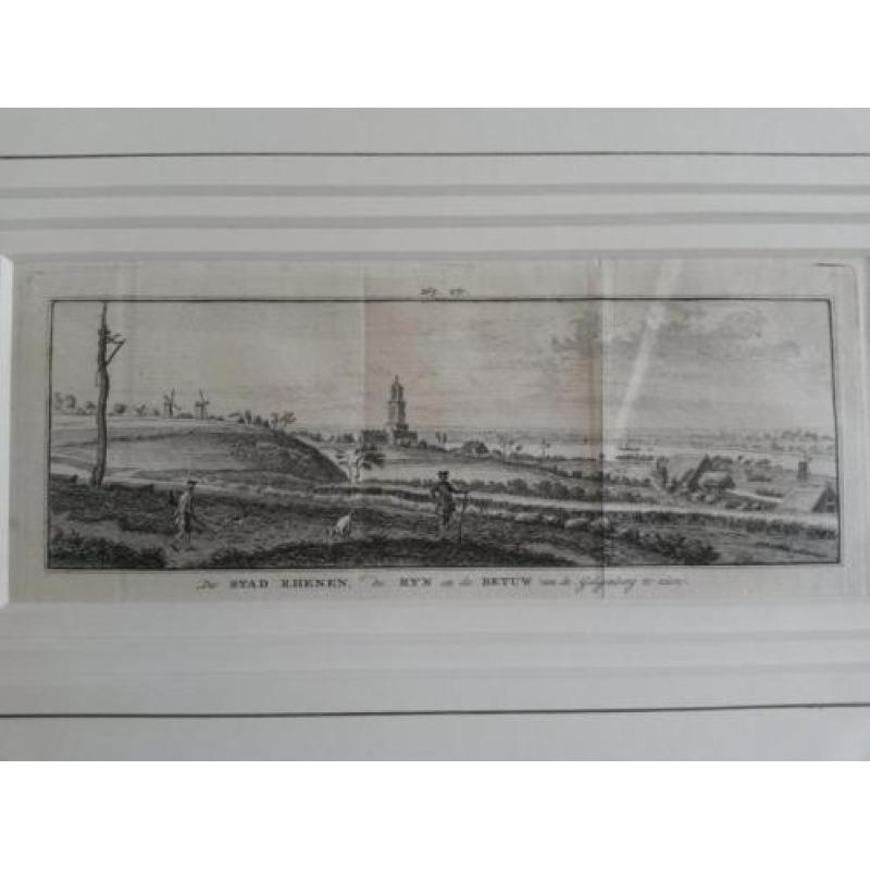 Kopergravure Rhenen, de Rijn de Betuw vanaf de Galgenberg