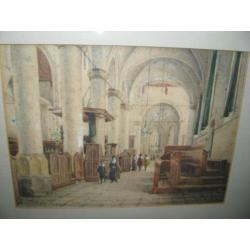 J.P.C. Grolman (1841-1927), kerkinterieur, waterverf papier