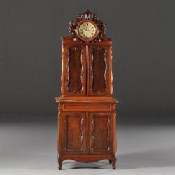 Antieke kasten / Hollandse Willem III bonheur met klok ca...