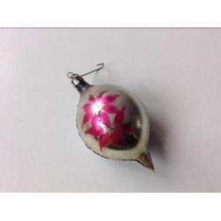 Kerst, oude kerstbal , blauw met spiegel 9cm