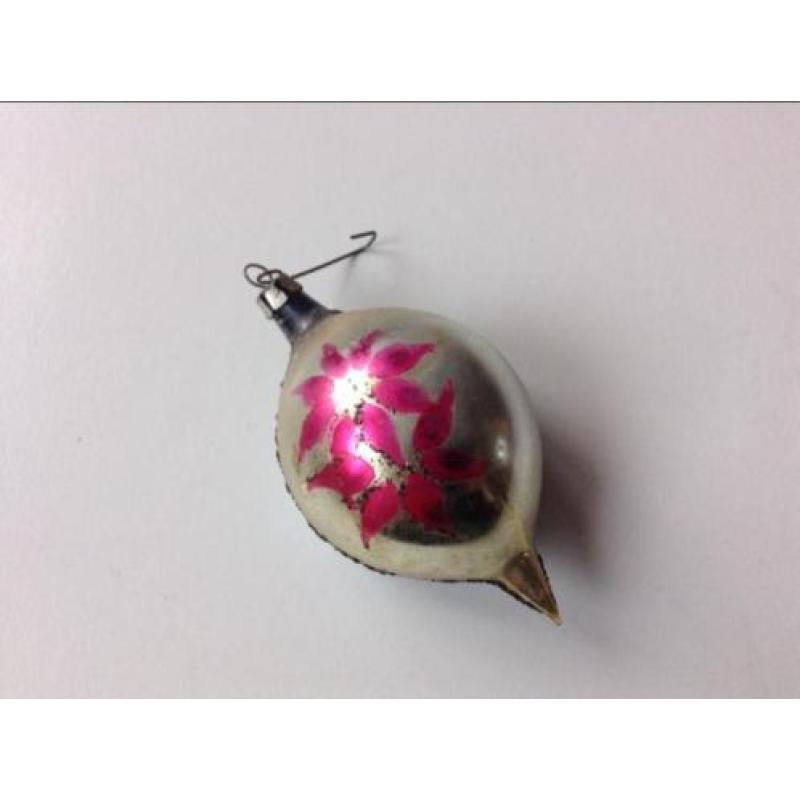 Kerst, oude kerstbal , blauw met spiegel 9cm
