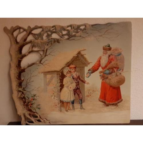 Oude/Antieke Kerstbal/Poesieplaat/Karton