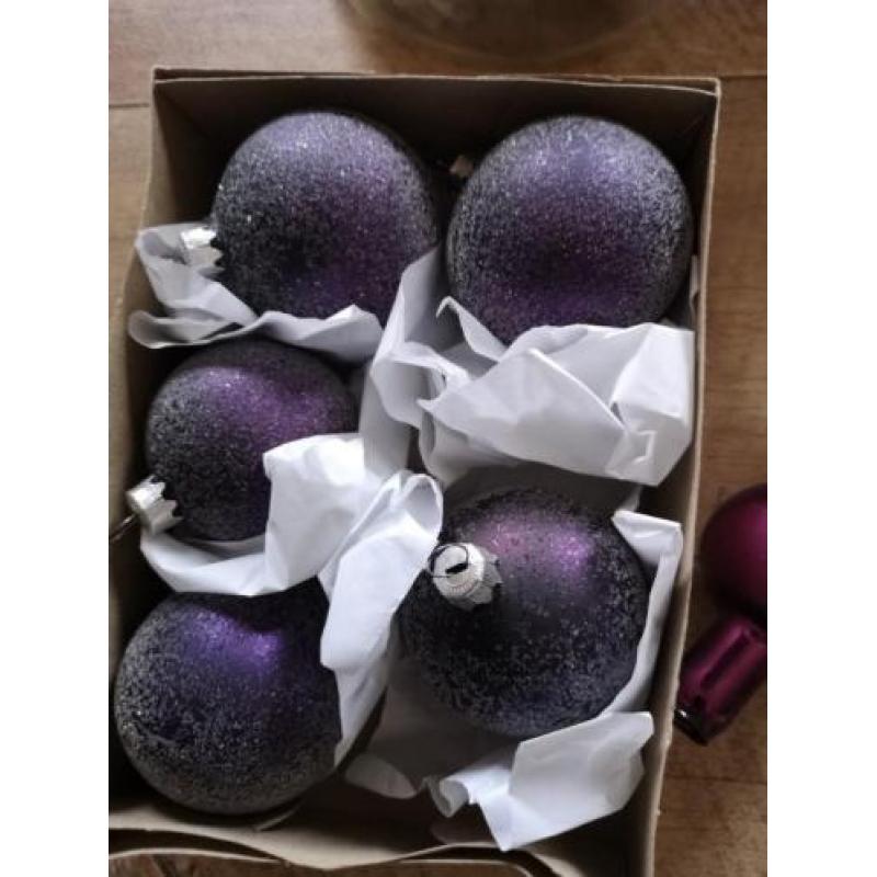 Kerstballen set paars