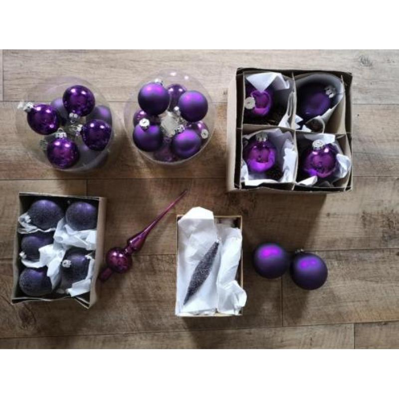 Kerstballen set paars