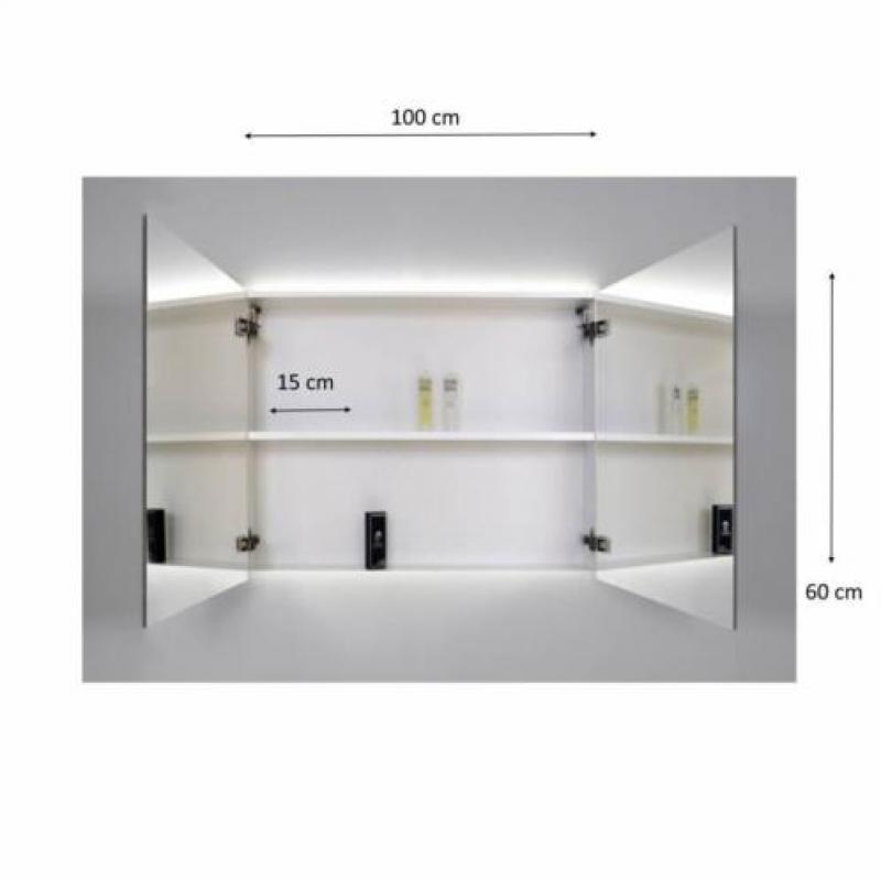 Spiegelkast Sanicare Qlassics Ambiance 100 cm 2 Deuren Ho...