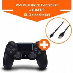 PS4 DualShock 4 Controller V2 Zwart + XL Oplaadkabel