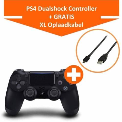 PS4 DualShock 4 Controller V2 Zwart + XL Oplaadkabel