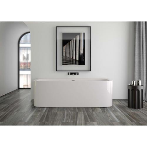 Xenz Valerie half vrijstaand bad acryl 190x100x60cm wit mat met badvulcombinatie wit mat