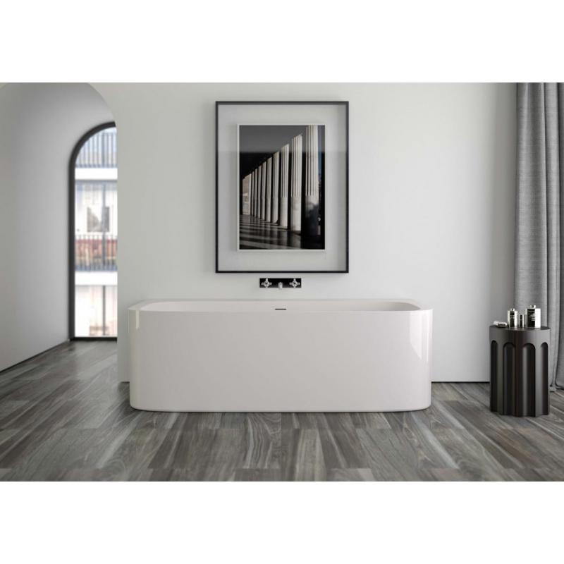 Xenz Valerie half vrijstaand bad acryl 190x100x60cm wit mat met badvulcombinatie wit mat