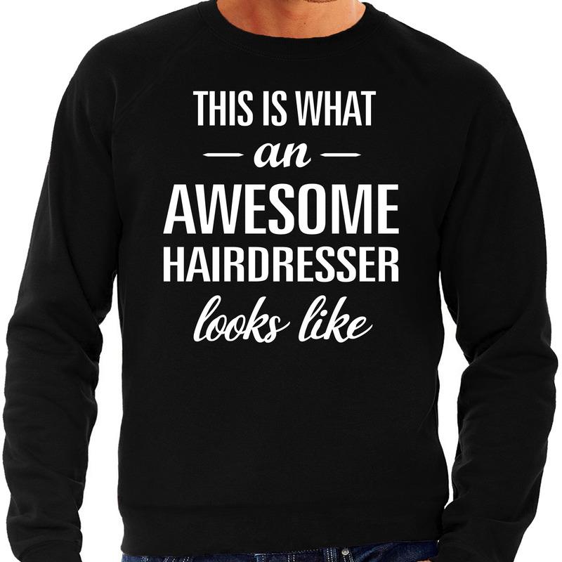 Awesome hairdresser kapper cadeau sweater zwart heren S
