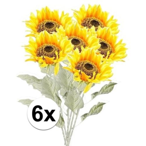 6x Gele zonnebloem 82 cm kunstplant steelbloem