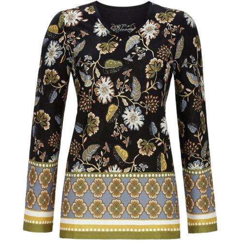 Ringella pyjamashirt bloemenpatroon zwart