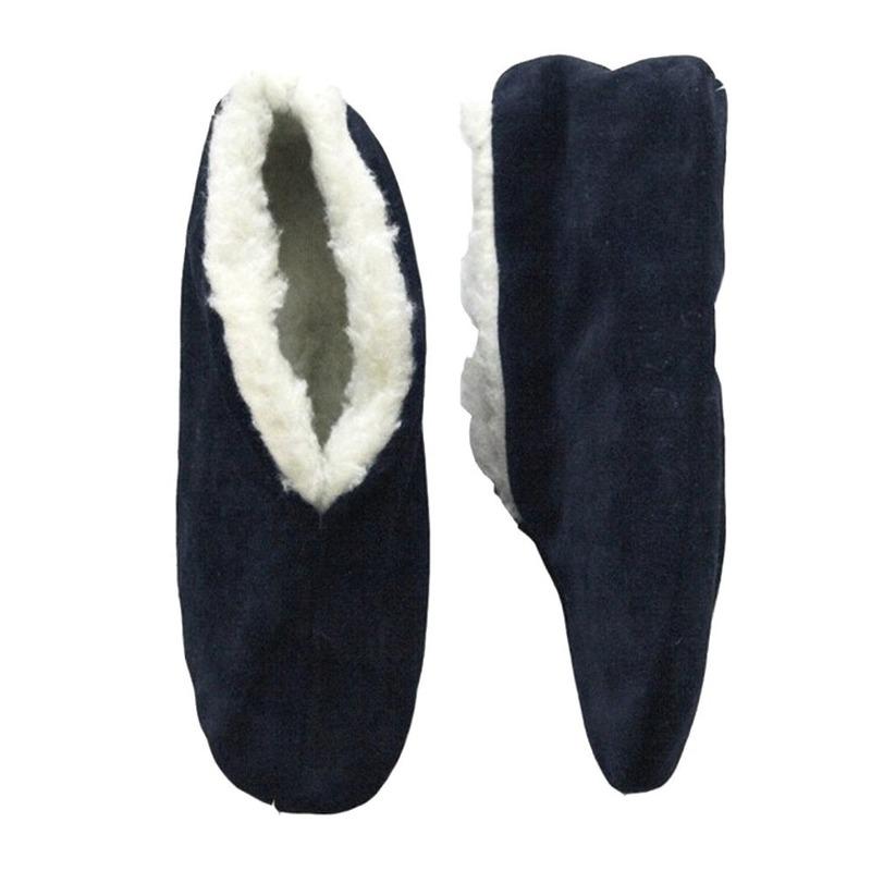 Warme wollen navy blauwe Spaanse sloffen/pantoffels voor dames/heren/volwassenen
