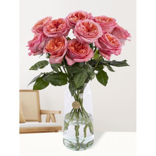 10 roze rozen uit Ecuador