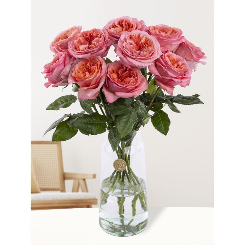 10 roze rozen uit Ecuador