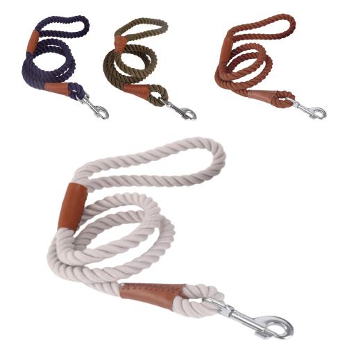 Nobleza Hondenriem - Rond - Polyester touw met leer - Lengte 120 cm - Diameter 1,5 cm